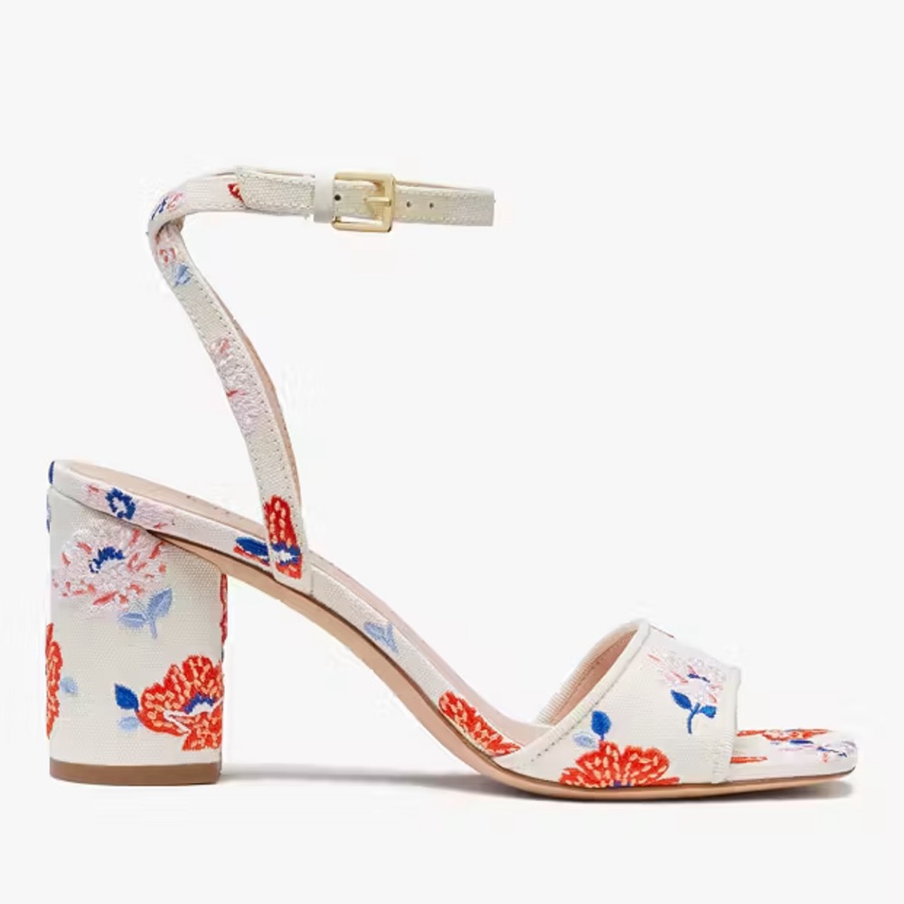 Kate Spade Cream Dotty Floral Heels Sz 8 New in Box!
